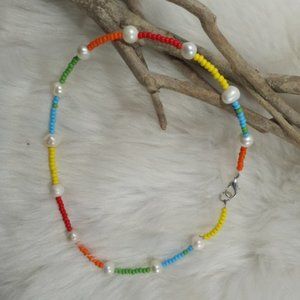 Real Pearls And Skittles Chooker/Necklace Beads From Japan About 14" By London